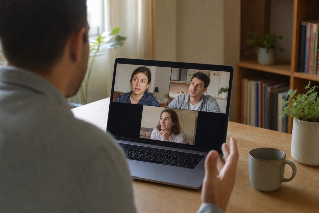 Coaching-Session per Videocall am Schreibtisch